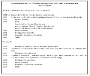 Programa Congreso Eucarístico Miércoles 18