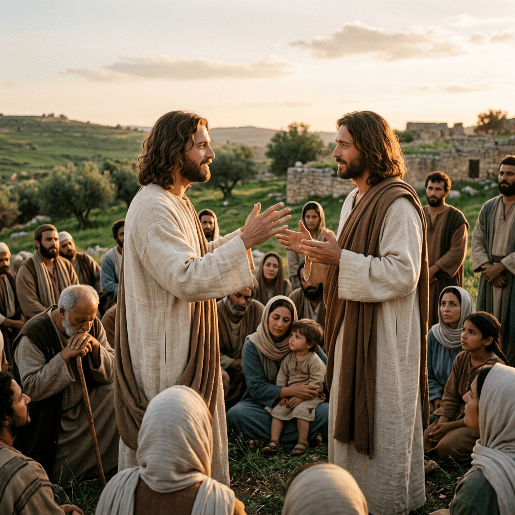 Jesus teaching about prayer and the Father