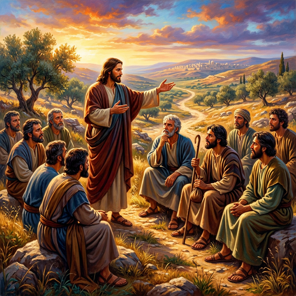 Jesus instructing apostles about mission and sacrifice